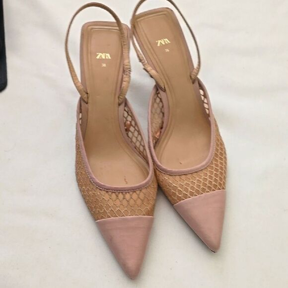 Zara Women's Pink Slingback Heels 38 - Picture 1 of 8
